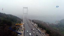 Sis altındaki Fatih Sultan Mehmet Köprüsü havadan görüntülendi