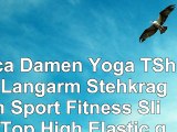 Erica Damen Yoga TShirt Langarm Stehkragen Sport Fitness Slim Top High Elastic  gray  l