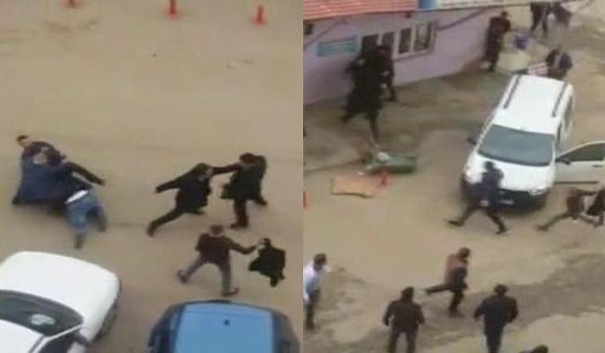 Kavga ettiği grubun arasına araçla daldı, tekme ve yumruklar havada uçuştu