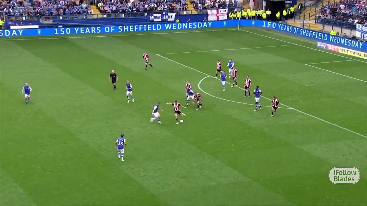 David Brooks nutmegs Jack Hunt | Sheffield Wed vs Sheffield Utd