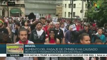 Brasileños rechazan aumento del pasaje de ómnibus en Sao Paulo