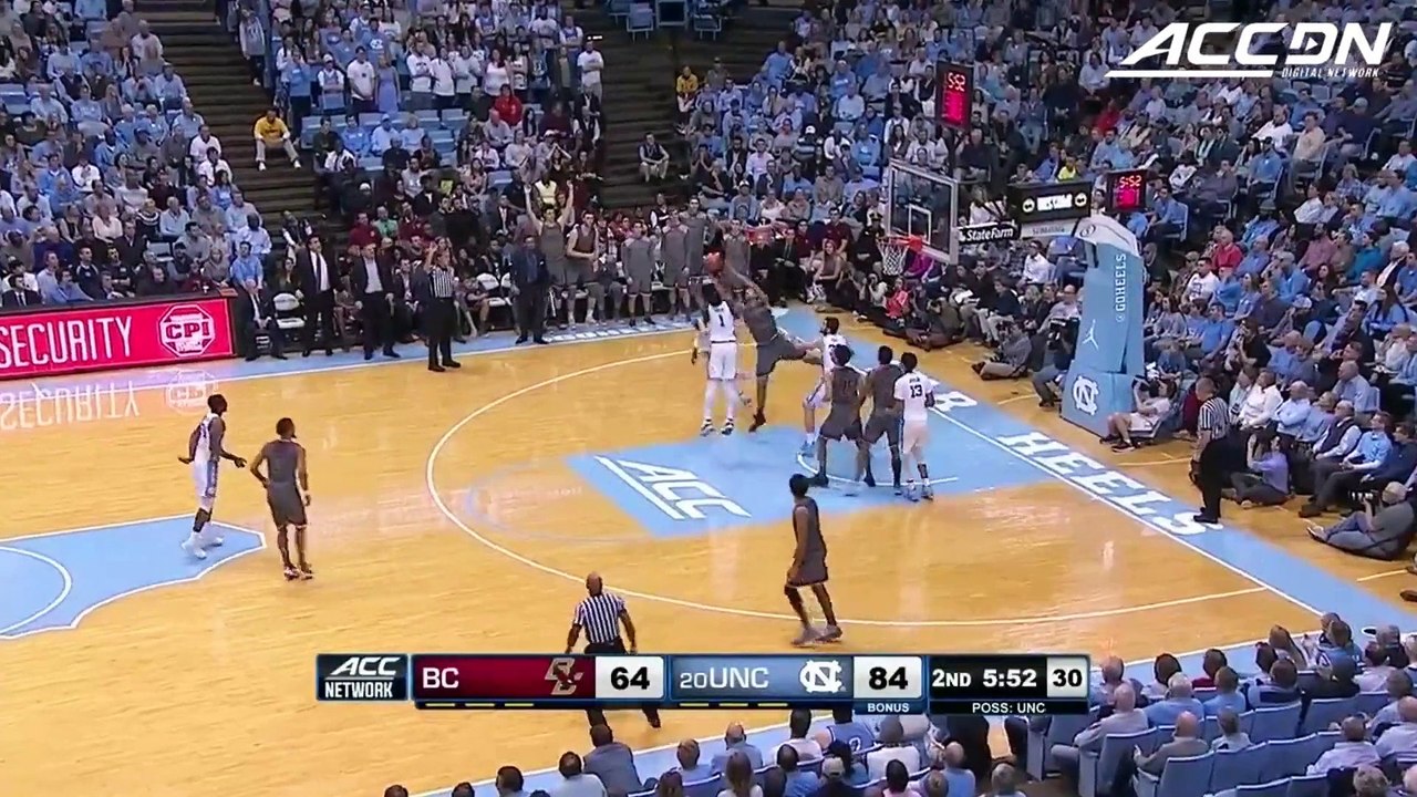 UNC's Jalek Felton Fast Break Dunk vs. BC | ACC Must See Moment