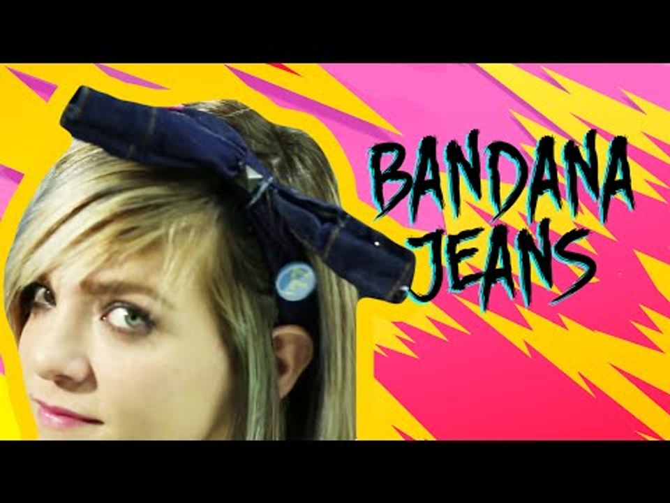 Como fazer uma bandana com pedaço de jeans | Karen Jonz