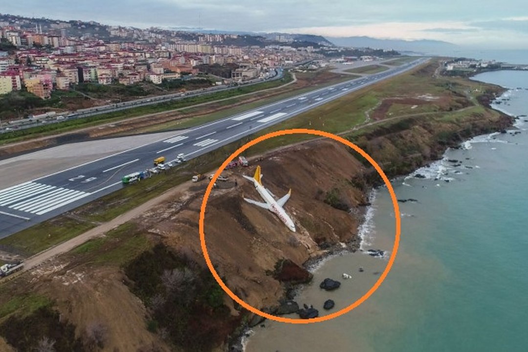 Turkey Trabzon Airport Boeing 737-800 skids on runway