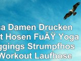Erica Damen Drucken Sport Hosen Fuß Yoga Leggings Strumpfhosen Workout Laufhose Mitte