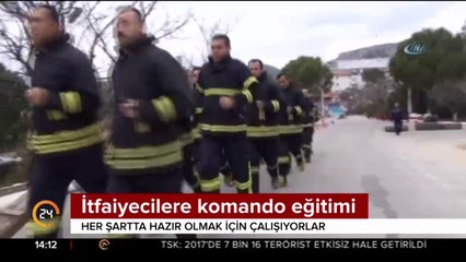 İtfaiyeciler göreve hazır olmak için komando eğitimi yapıyorlar