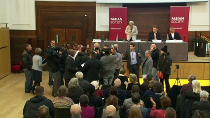 Sadiq Khan Fabian speech disrupted by pro-Brexit group