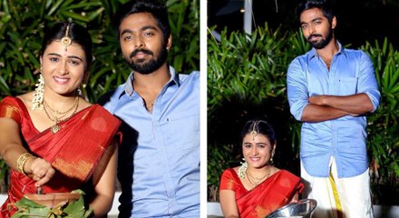 பட்டுச்சேலையுடன் பொங்கல் கொண்டாடிய ஷாலினி பாண்டே!