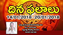 Weekly Rasi Phalalu Telugu రాశి ఫలాలు 14-1-2018 To  20-1-2018 | Oneindia Telugu