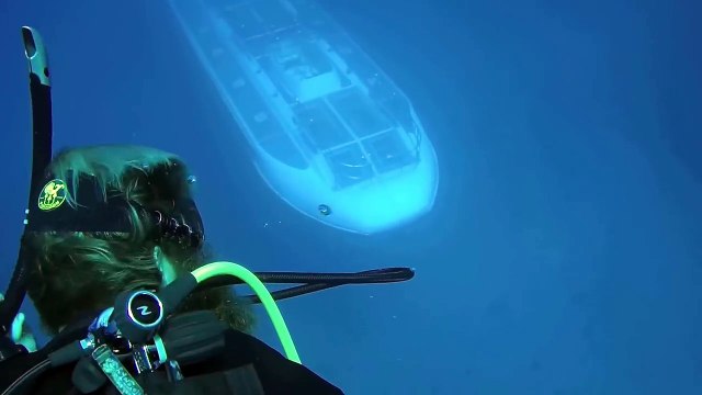 Un plongeur a la surprise de voir un sous-marin passer en dessous de lui
