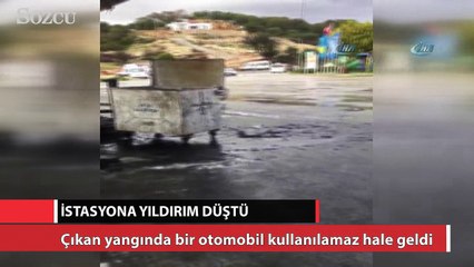 Video herunterladen: Akaryakıt istasyonuna yıldırım düştü