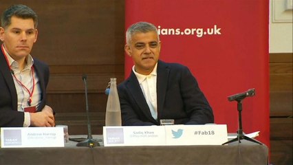 Far-right protesters disrupt Sadiq Khan speech at Fabian Society