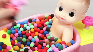 Baby Doll Bath Time Learn Colors Play Doh Surprise Eggs Toys