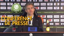 Conférence de presse FC Lorient - Gazélec FC Ajaccio (4-1) : Mickaël LANDREAU (FCL) - Albert CARTIER (GFCA) - 2017/2018