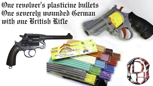 Revolver's plasticine bullets, severely wounded German soldier and British Rifle