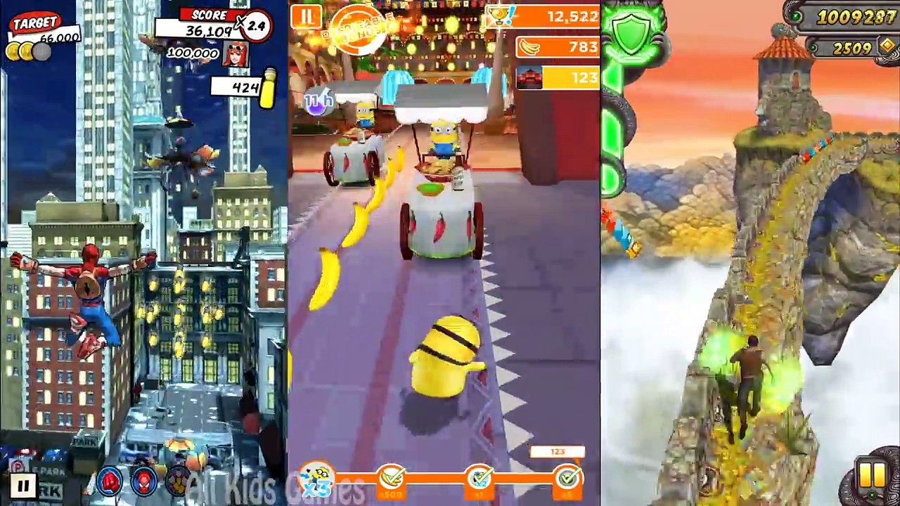 Despicable Me 2 - Minion Rush : Disco Minion Vs Temple Run 2 Vs Spider Man !