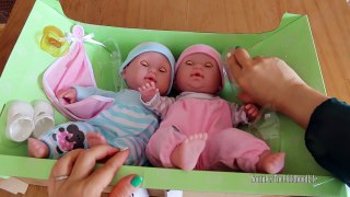 Berenguer Boutique Twins Baby Dolls Dress up Bottle feeding Go for a walk Dolls Double Stroller