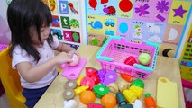 Toy Cutting Velcro Fruits Vegetables for Kids | Toy Velcro Cutting with Elise | Kids Play OClock