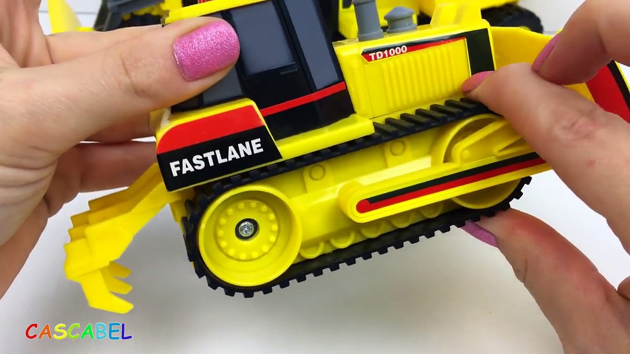 MAQUINAS DE CONSTRUCCION FAST LANE CON LUCES Y SONIDOS CAMION DE VOLTEO CARGADORA FRONTAL Y BULDOZER