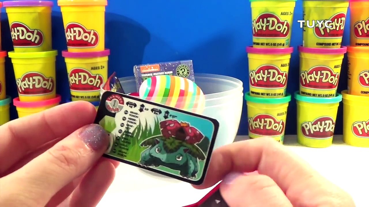 POKEMON BULBASAUR Surprise Egg Play Doh with TMNT Pikachu, Venusaur and Minecreaft // TUYC
