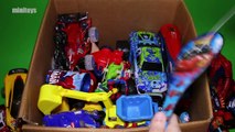 Box of Toys: Marvel Mashers, Cars, Spiderman Action Figures and More