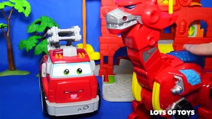 Transformers Rescue Bots Shark Bot, Dinobot and Chase Police Station Break In Toys