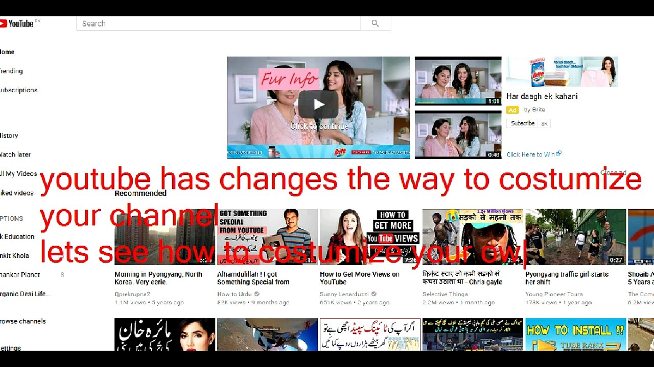 Add Video To Your Youtube Home Page (Customize Youtube Channel)