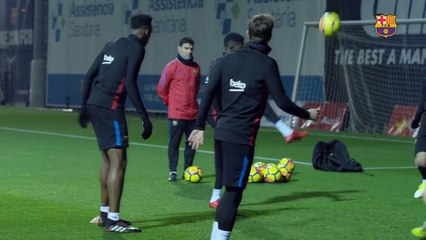Yerry Mina’s first training session with FC Barcelona