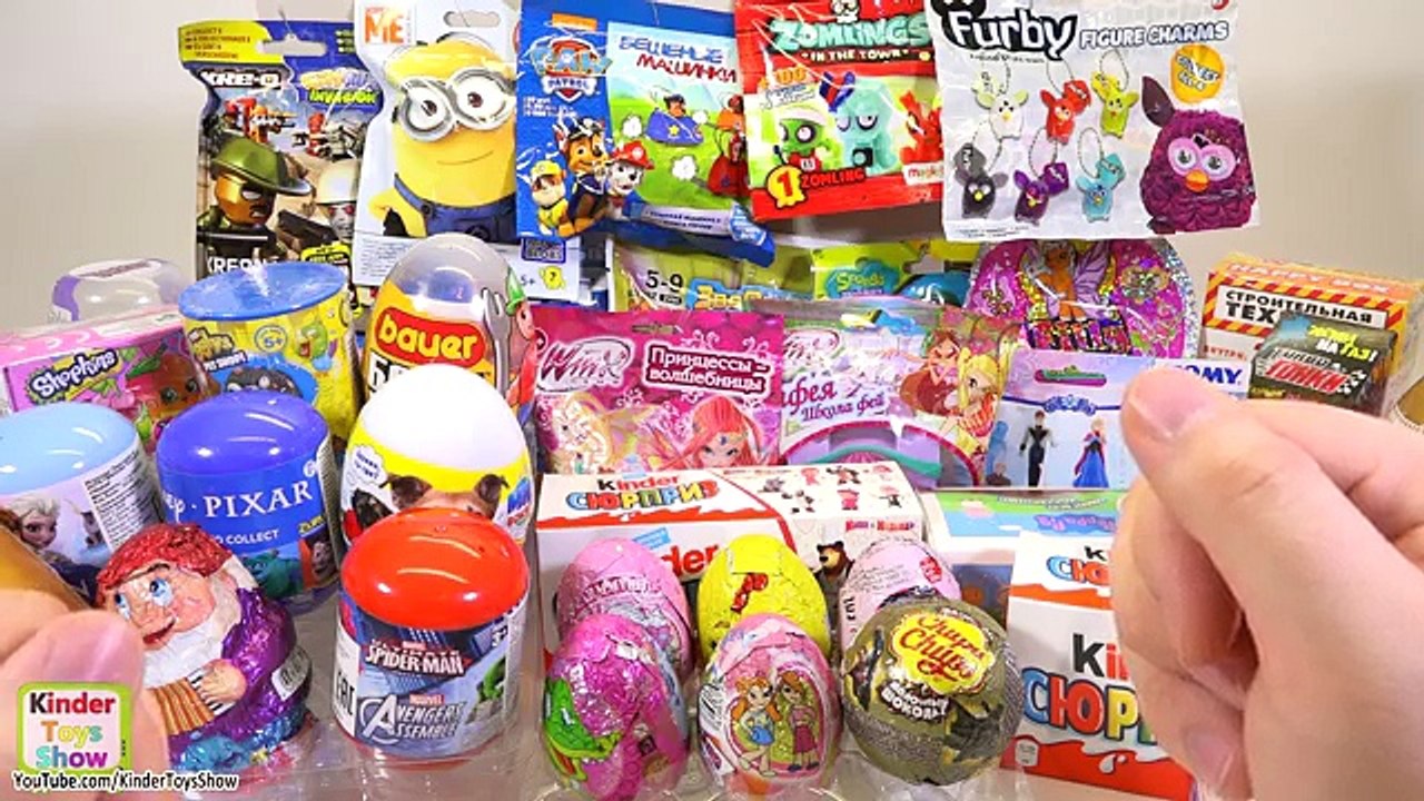 Мега выпуск распаковка Киндер Сюрпризов, шоколадных яиц, пакетиков и коробочек
