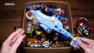 Box full of Toys: Action Figures, Cars, Hot Wheels, Minions and More