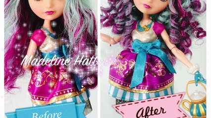 Ever After High Madeline Hatter Doll Hair Restyling Tutorial + How to Boil Wash & Curling