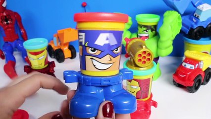 Play Doh Can Heads Captain America Iron Man Playdough Heads Superheroes Marvel Heroes Toy Videos