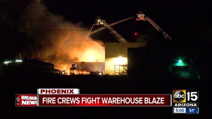 Crews fight warehouse fire overnight in Phoenix