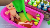 Baby Doll Bath in Colors Slime Pretend Play for Kids Surprise Eggs Cupcake Num Noms Peppa Pig Trolls