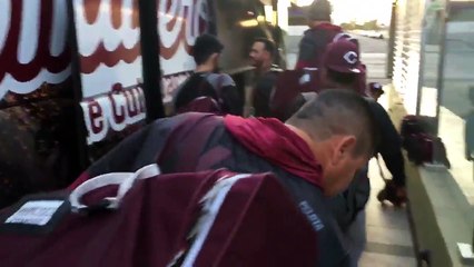 Nuestros #Tomateros ya parten al Estadio B*Air para enfrentarse a @AguilasDeMxli en el primer juego de la #SemifinalLMP #VamosXel11 ⚾️