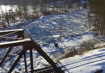 Download Video: Drone Video Captures Ice Jam Floods in Bethel, Vermont