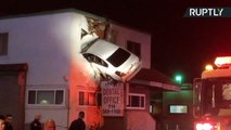 Car Crashes Through Second Floor of Dental Office in Santa Ana