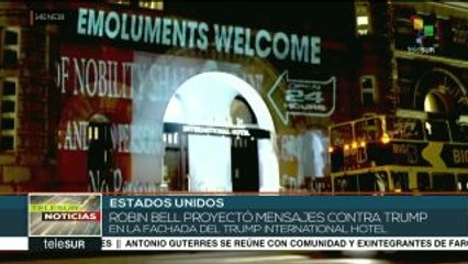 EEUU: proyecta artista mensajes de critica en hotel del pdte. Trump