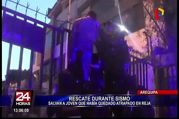 Arequipa: hombre queda atrapado en reja después del sismo