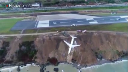 Vea cómo quedó el avión turco que estuvo a punto de caer al mar