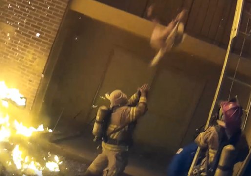Georgia Firefighters Catch Children Dropped From Burning Building