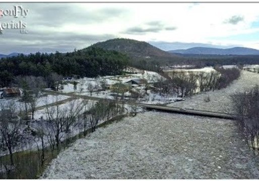 Aerial Footage Shows Ice Jam on the Saco River