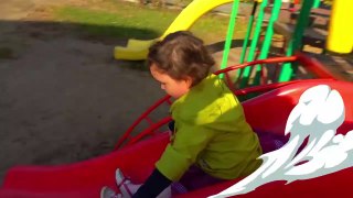 Funny babies playtime with ABC Song in Outdoor Playgr