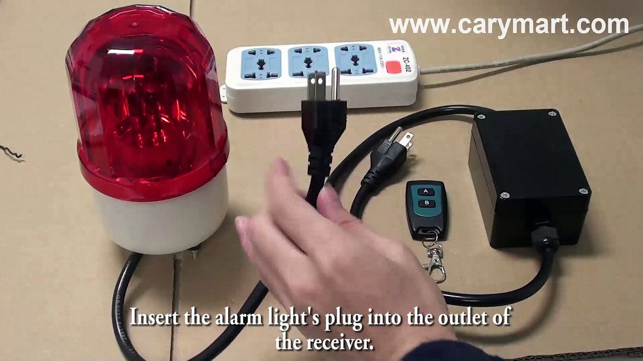 Use American remote control outlet to control alarm light wirelessly
