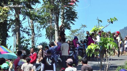 Paraglider crashes into electricity pole