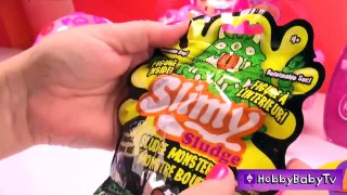 SURPRISE HEARTS! Barbie gets Slimed BIG Play-Doh Heart   Mega Bloks Pez Candy HobbyB