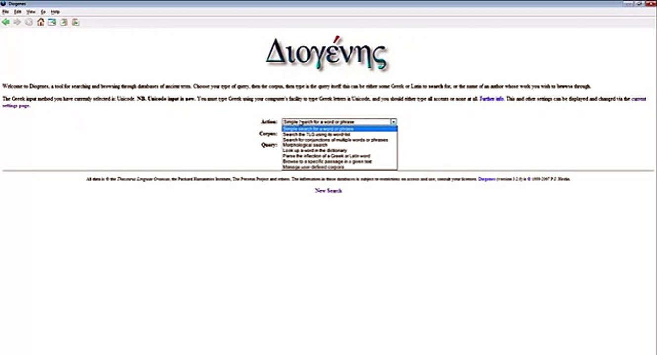 Diogenes How to search for inflected words within a specific work or author