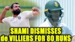 India vs South Africa 2nd test 4th day: AB de Villiers out, Shami breaks partnership | Oneindia news