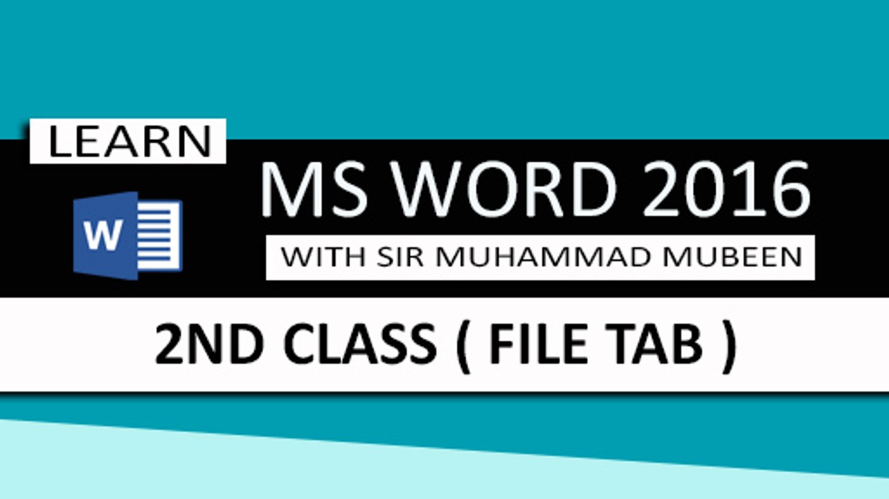 Ms Word 2016 Tutorials in Urdu/Hindi (Lesson 2 - File Tab )