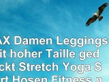 HUAX Damen Leggings mit hoher Taille gedruckt Stretch Yoga Sport Hosen Fitness neun